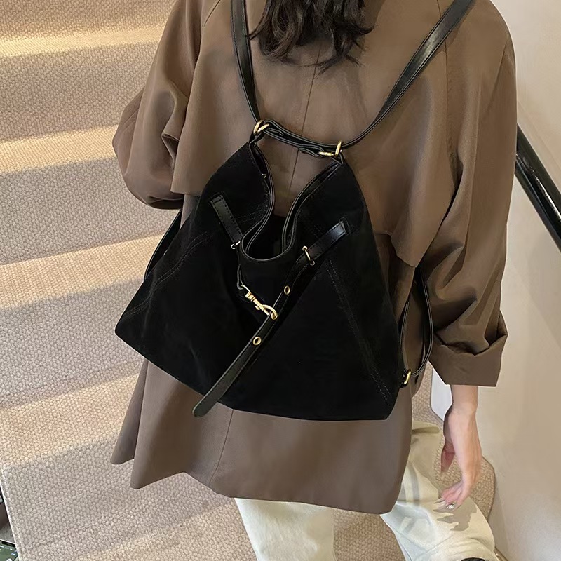 Motingsome Women's Fashionable Suede Shoulder Handbag Designer Saddle Bag Chic Lady Pouch Natural Leather Tote 2025 New