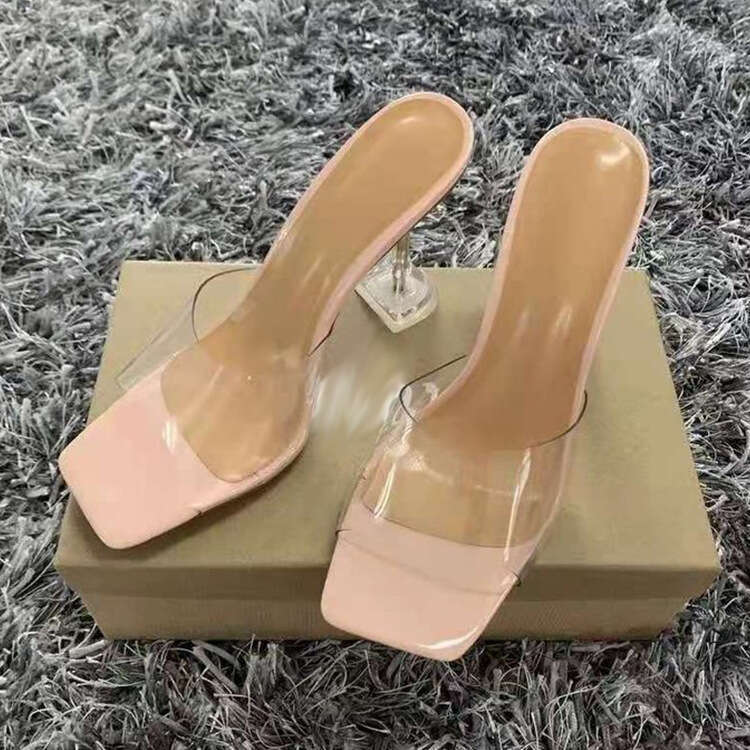 35-43 Plus Size Crystal Slippers Women, Available in Designer 6 Colors, One-Strap Transparent Leopard Print High Heel Sandals for Women