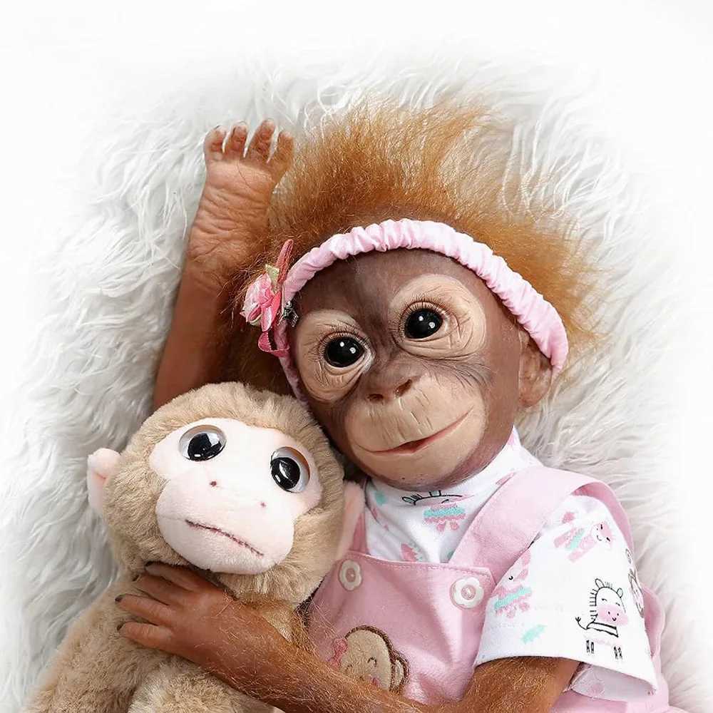 50cm Lifelike Monkey Doll Silicone Vinyl Reborn Baby Ape Newborn Like Real Orangutan Toddler Soft Babies Dolls Kids Toy Z250818