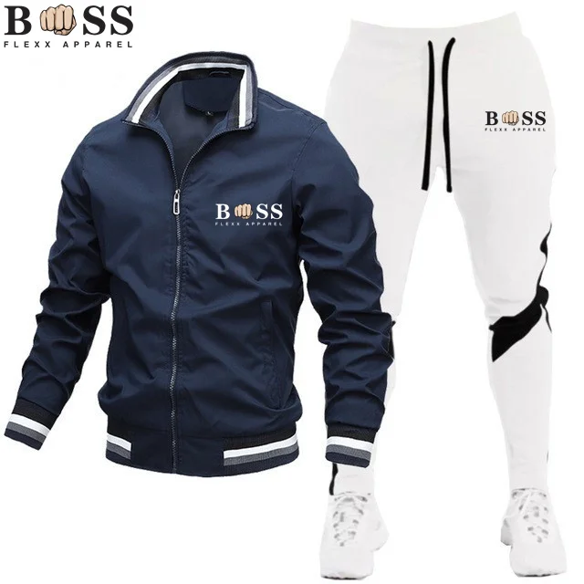 Men's Winter Sports Suit Slim Fit Brand Sportswear Cardigan Long Sleeve High Quality Running 2 Piece Set Jacket+Sweatpants