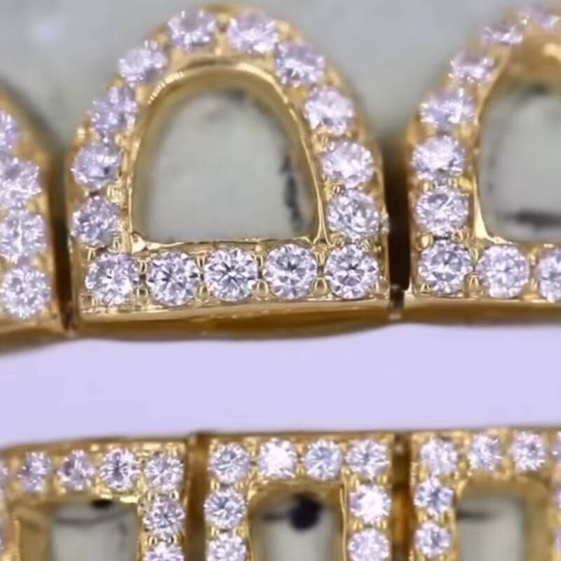 Open Face Grillz Hip Hop Iced Out VVS Custom Teeth 925 Silver Rapper Jewelry Moissanite Grillz