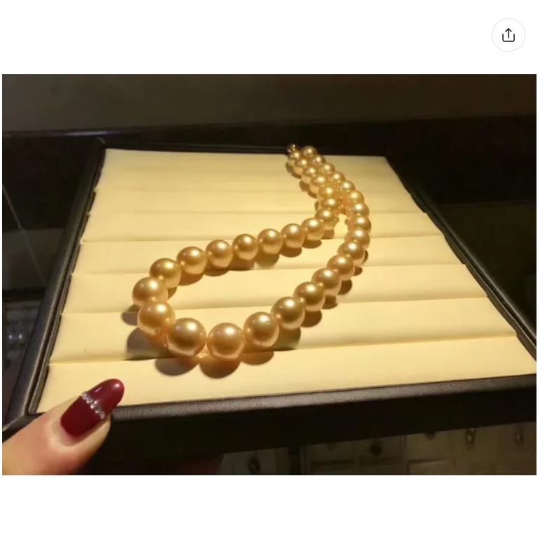 HUGE 18"11-12MM NATURAL PERFECT ROUND SOUTH SEA GENUINE GOLD PEARL NECKLACE 14k