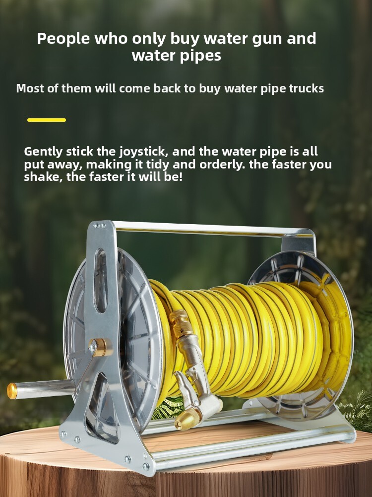 Reel Hose Tool Outdoor Winder Stainless Steel Storage Rotating Plate Water Pipe Rack Set