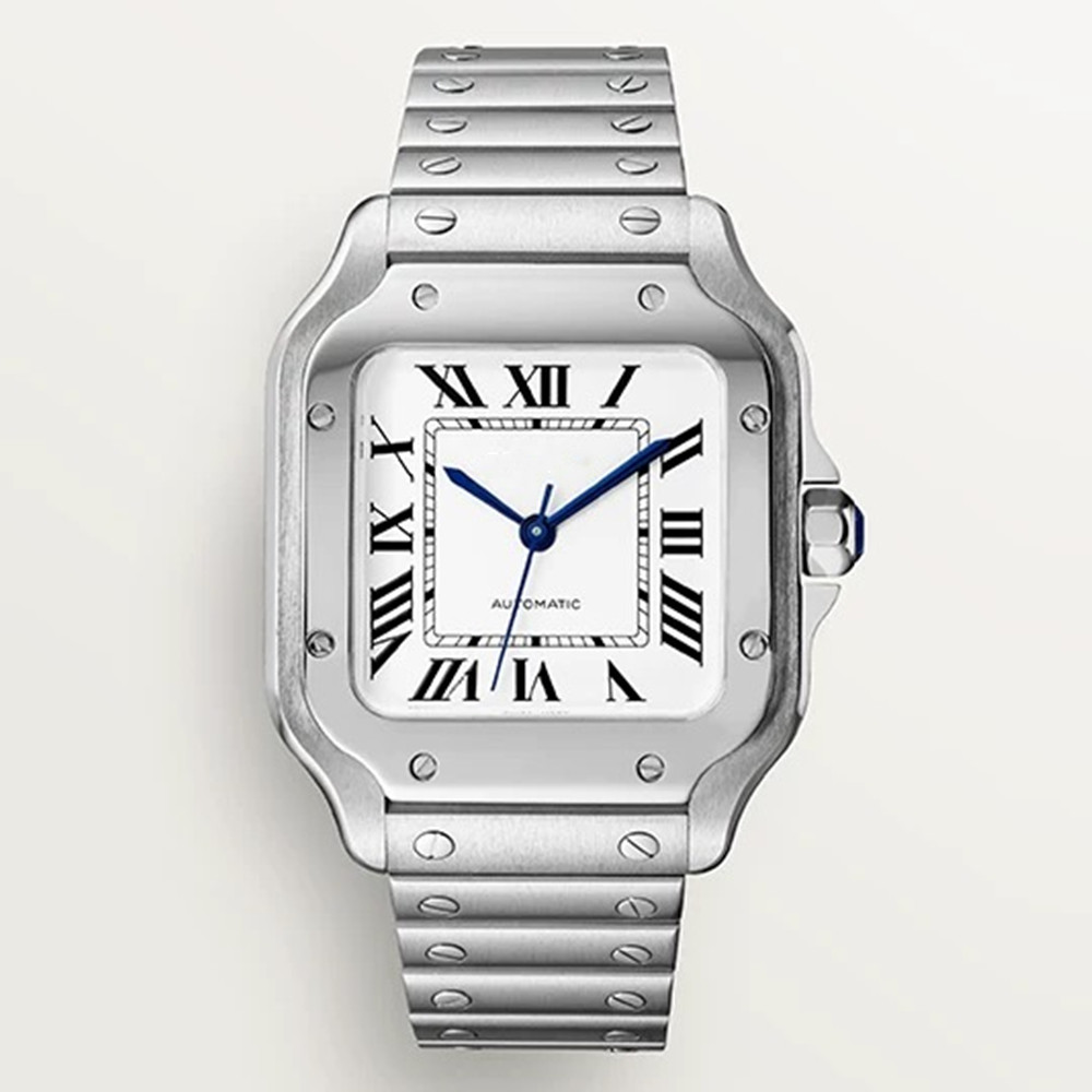 Jason007 ST9 San tos Mechanical Quartz Watches Men Stainless Steel Strap 42Mm Sapphire Mirror Luxury Fashion Waterproof Calendar Mens Watch Montre Relojes