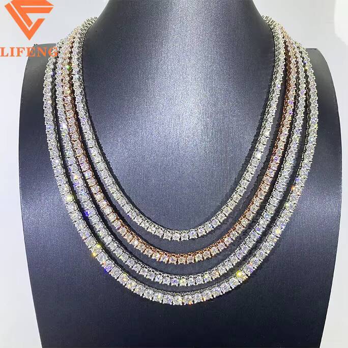Wholesale Price High Quality 925 Sterling Silver VVS Mossanite 4mm--5mm VVS Diamond Women/mans Necklace Moissanite Tennis Chain