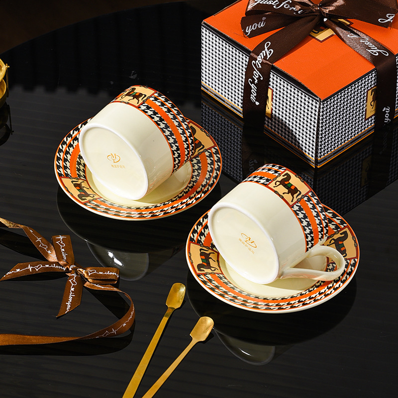 Restaurant Coffee Cup and Saucer Outdoor Ceramic Highend Sense Light Luxury Office Afternoon Tea Gift 250818