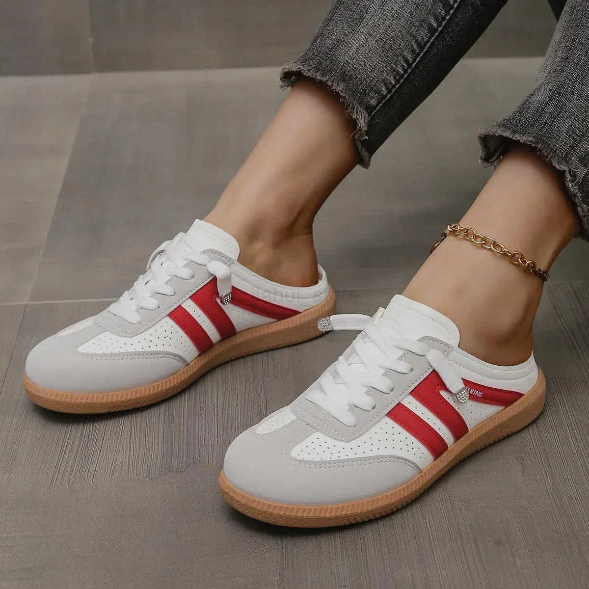Women Mules Shoes Sports Round Toe Flat Female Footwear Casual Sneakers Clogs Platform Summer Slip-on Creeper Closed-toe Slippers M250818