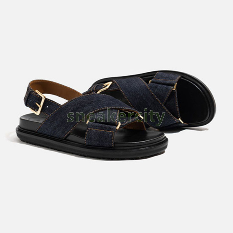 designer sandals summer denim sandal flat heels sandale lightweight breathable fashion ladies sandalen comfortable soft sole daily wear womens shoes