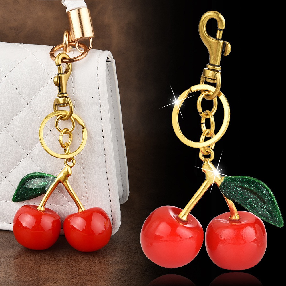 Cherry Keychain Purse Charm Cute Resin Fruit Bag Pendant Car Ornament for Womens cessories L250928MOEY