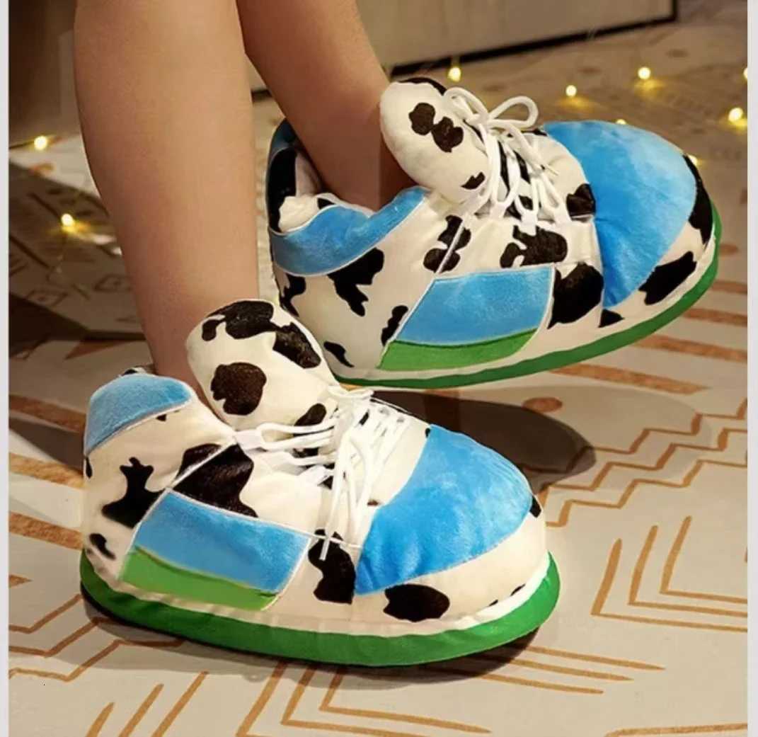Cute Cartoon Warm He Plush Shoes for Men/Women Winter Cotton Cute Shoes for Women Foam Sneakers Bread Fat Slippers Size Y250818