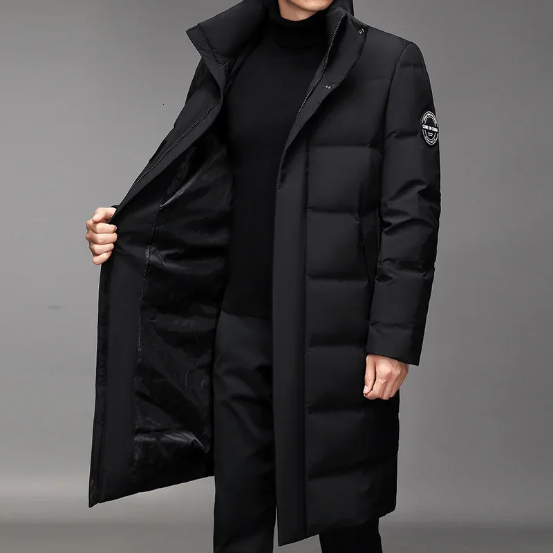Long Down Coat Men Jacket Coats Parkas Windproof Thick Padding Padded Winter Warm Stand Up Collar Male 250818