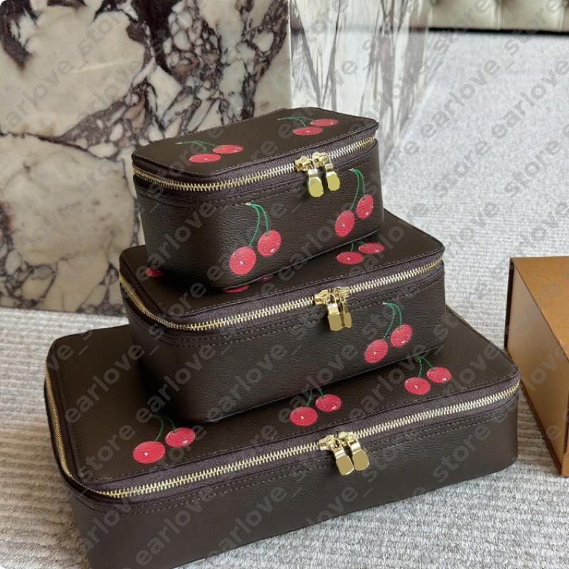 Cosmetic Bag Designer Cherry Sakura Print Makeup Bag Womens Luxury Travel Wash Bag Home Jewelry Box Multi Sizes Cosmetic Cases