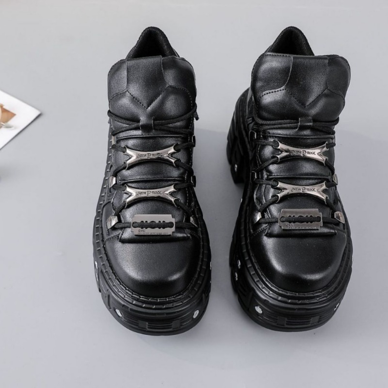 New 2025 Brand Punk Style Women Shoes Lace-up heel height 6CM Platform Shoes Woman Rock Boots Metal Decor Woman Sneakers