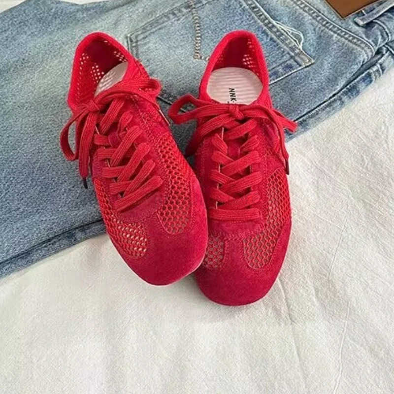 Lightweight Simple and Comfortable Shoes Women 2025 Summer Flat Shoes Women Genuine Mesh Ventilation Sneakers M250818