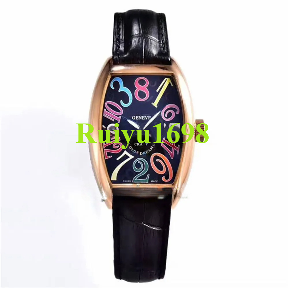 New Crazy Hours Color Dreams 8880 CH Black Dial Automatic Mens Watch Rose Gold Case Leather Strap High Quality Gents Watches Hello262D