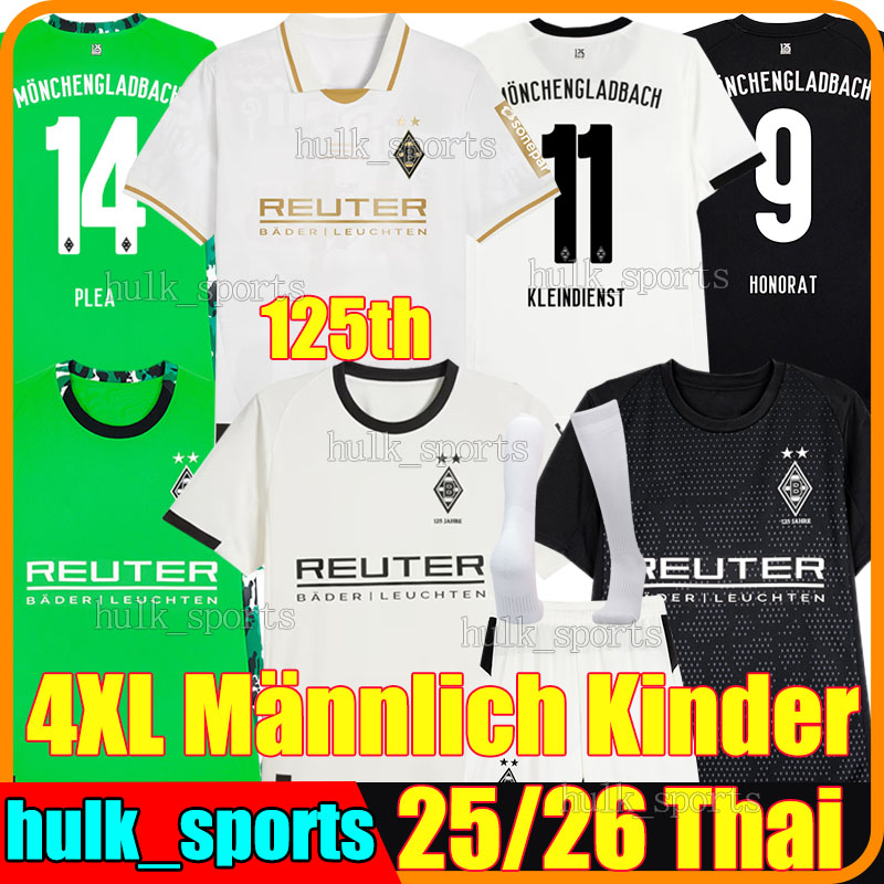 4XL 25/26 Borussia Monchengladbach 125th soccer jerseys Gladbach KLEINDIENST PLEA HONORAT HACK THURAM ITAKURA STOGER REITZ men kids kits socks set foootball shirts