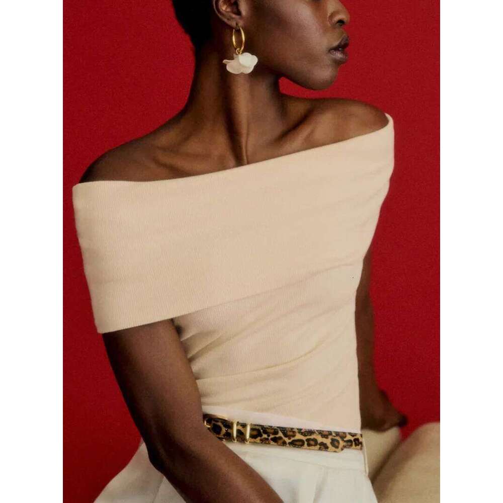 hoodie Women Off-Shoulder Knit Tshirt Sexy Slash Neck Slim Lady Top Summer jacket