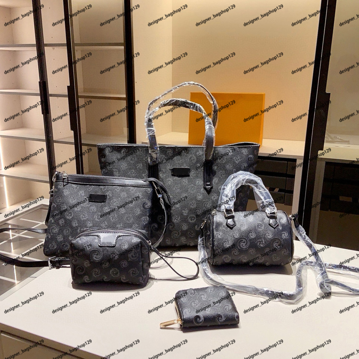 Luxury Womens 3pcs Set Designer Bag Crossbody Tote Bags Shoulder Purse With Embossed Letters Old Flower Oxidized Leather Collection