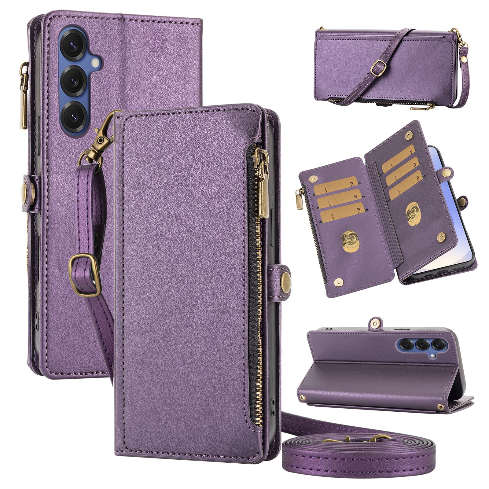 Leather Universal Smartphone Holder with Card Slots & Adjusting Belt