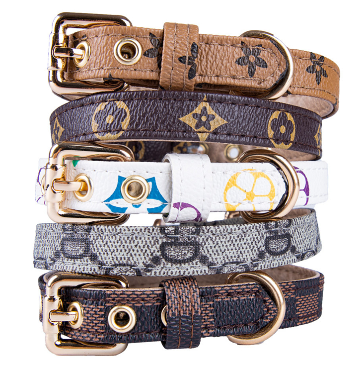 Dog Collars Leash Set Classic Presbya Designer Letters Pattern Print Leashes PU Leather Fashion Casual Adjustable Dogs Cats Neck Strap Cute Pet Collar