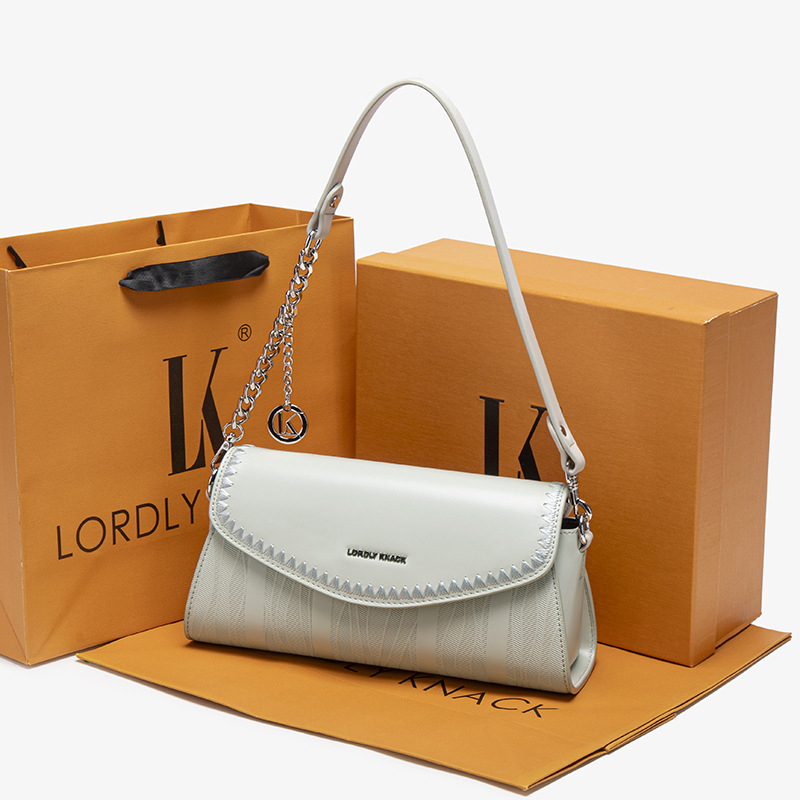 LORDLY KNACK designer bag light luxury genuine soft leather baguette bag casual high-quality vintage shoulder bag for woman