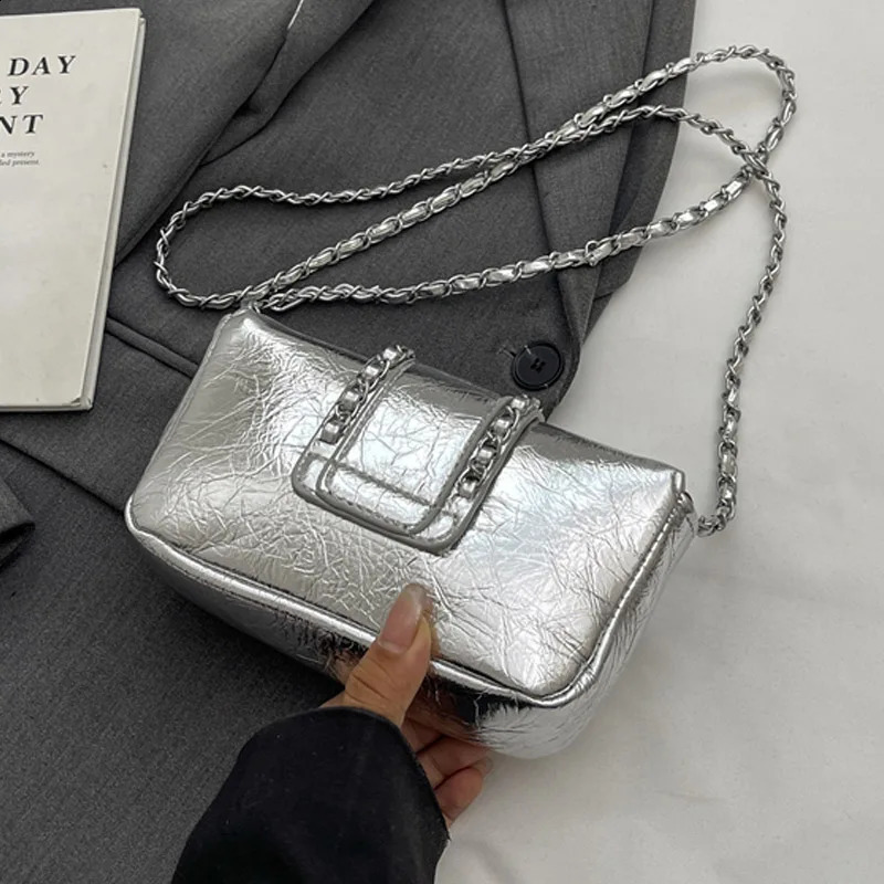 Silvery y Handbags And Purse Women Flip Bags PU Leather Messenger Shoulder Bag Female Chain Crossbody 250815