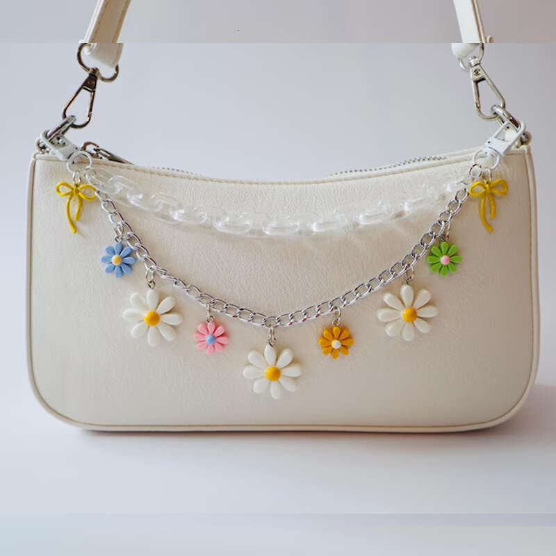Korean Style Fashion Women's Accessories Daisy Sunflower Pendant Spring Summer Transparent Acrylic Bag Chain