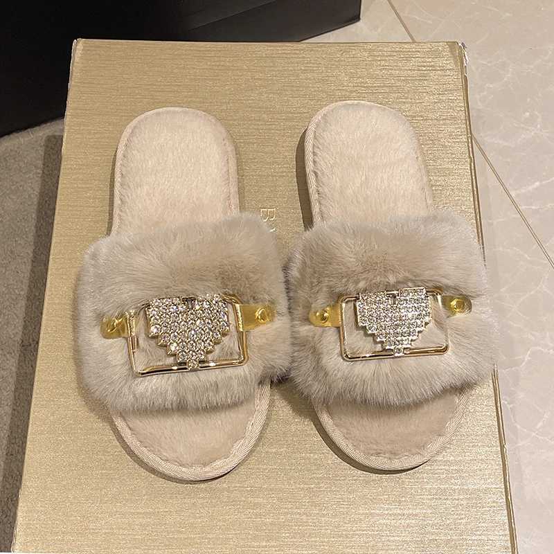 Love Chain Fluffy Wens Slippers He Fion Designer Shoes Wan Autumn Winter Faux Fuzzy Fur Slides Indoor Elegant Y250818