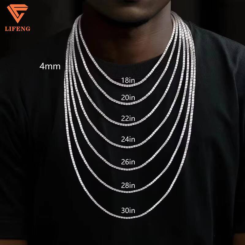 Wholesale Price High Quality 925 Sterling Silver VVS Mossanite 4mm--5mm VVS Diamond Women/mans Necklace Moissanite Tennis Chain