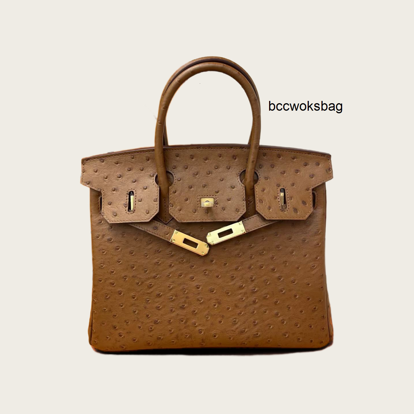 Bags h Brand Top Layer Cowhide Ostrich Grain Bag 30cm Large Capacity Strapless Genuine Leather Women's Handbag