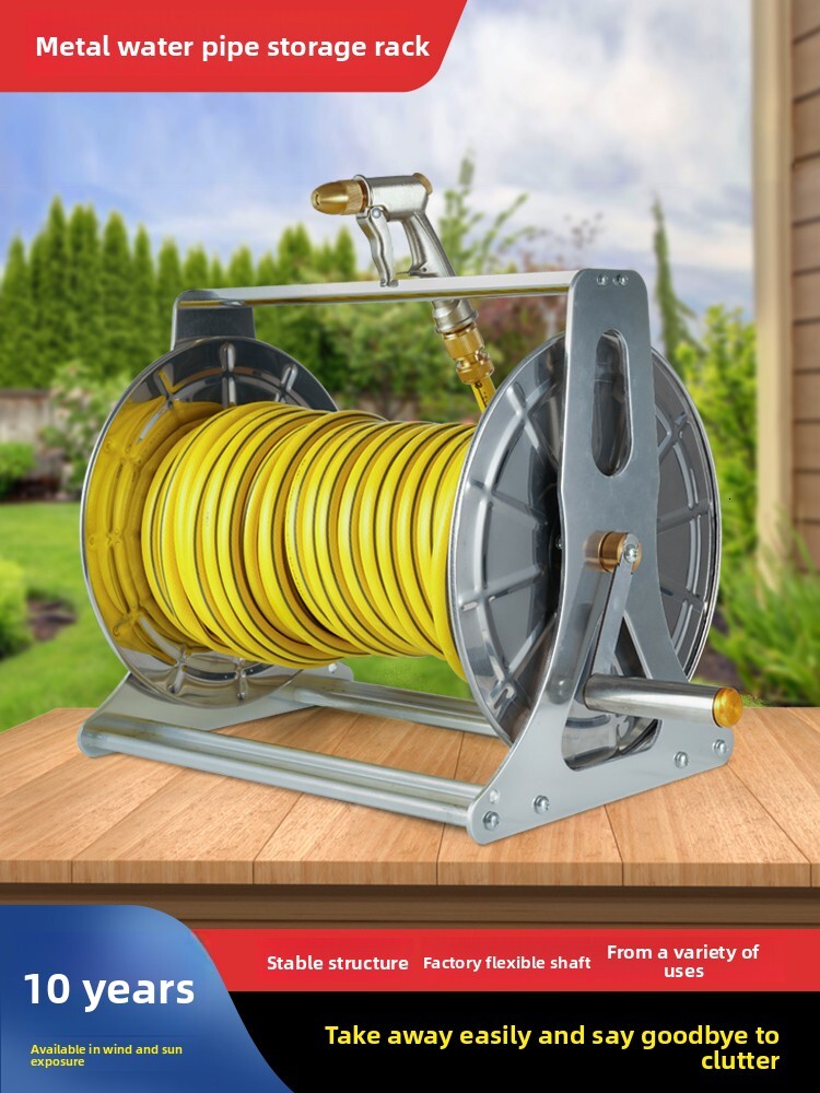 Reel Hose Tool Outdoor Winder Stainless Steel Storage Rotating Plate Water Pipe Rack Set