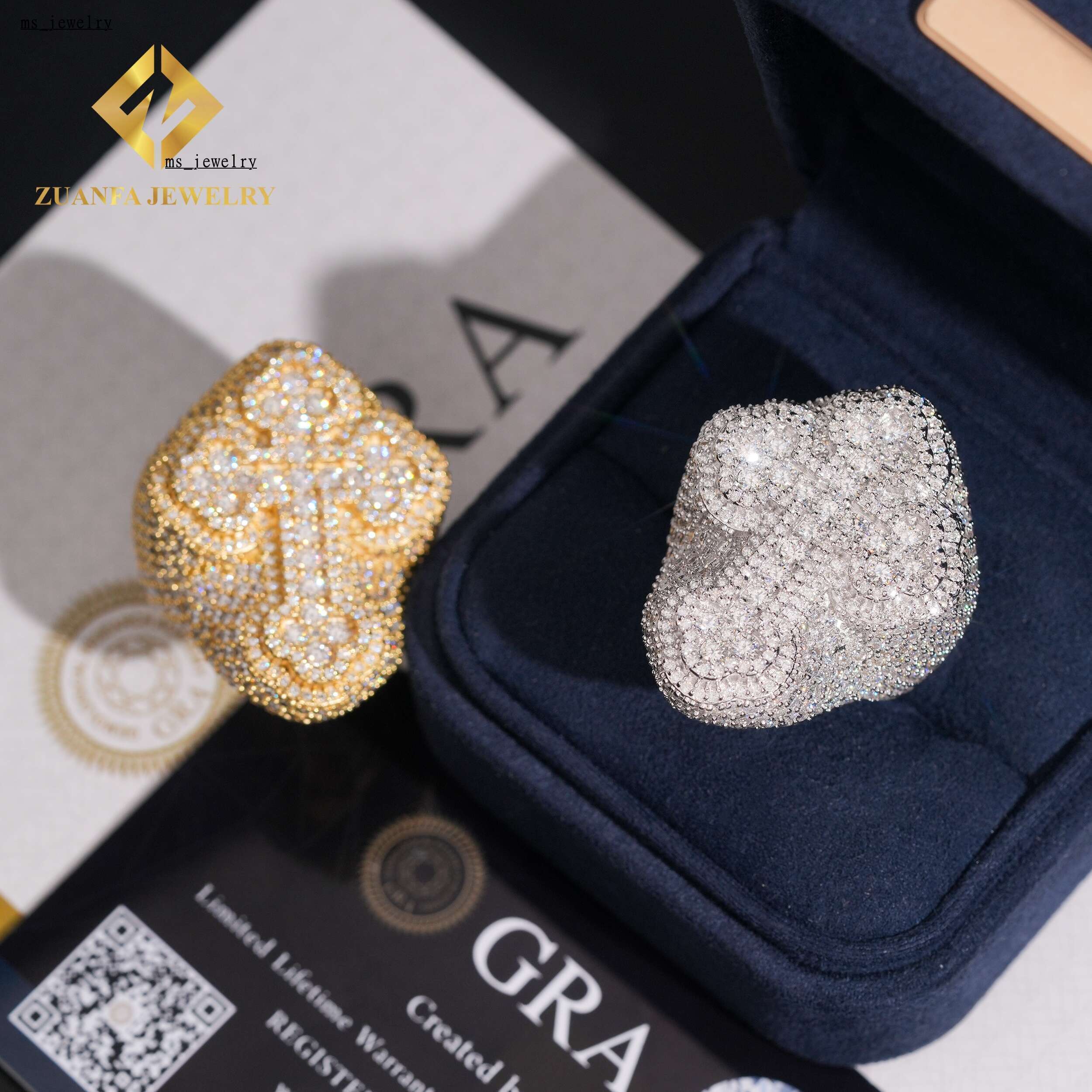 New Arrival Iced Out VVS1 Moissanite Diamond Cross Ring Fashion Hip Hop Style Men Pass Diamond Tester Custom 925 Silver GRA