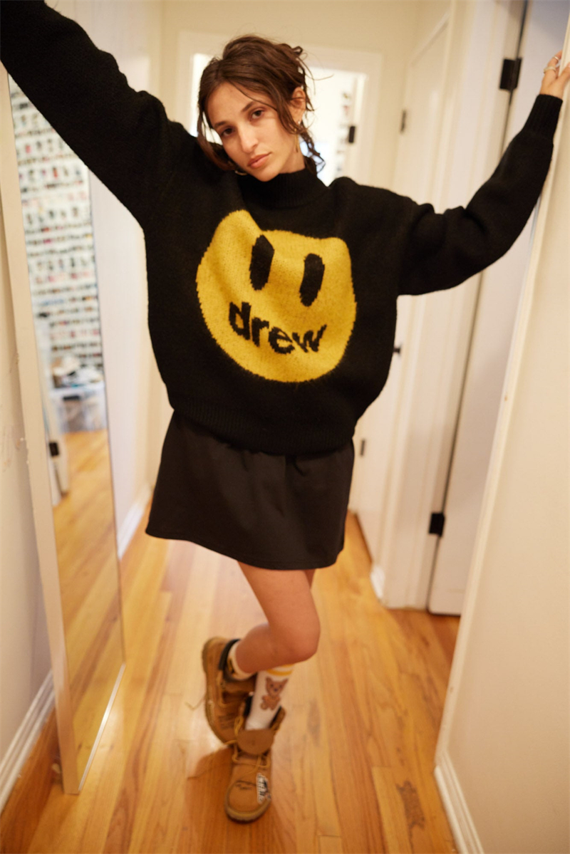 DREW new smilingface printed turtleneck sweater