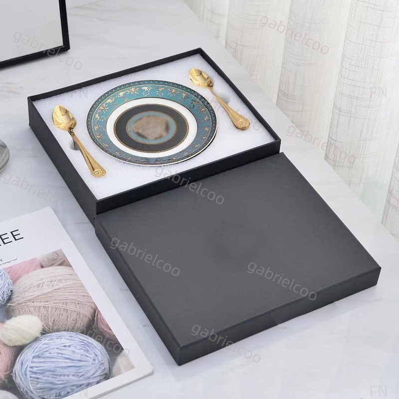Plates Star Horse Bone China Four Cake Spoon Gift Box Packaging Plate