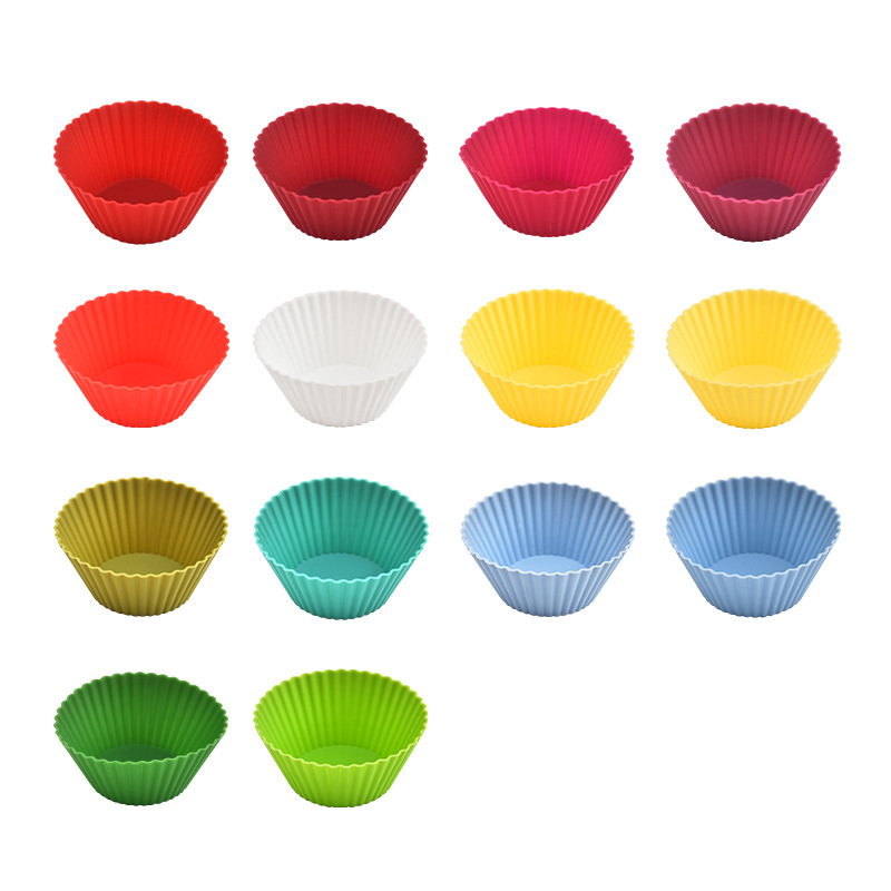 Silicone Cake Cup Mold - Heat Resistant Round Muffin Cake Tin for Mini Cakes & Pudding 7cm DIY Baking Tools