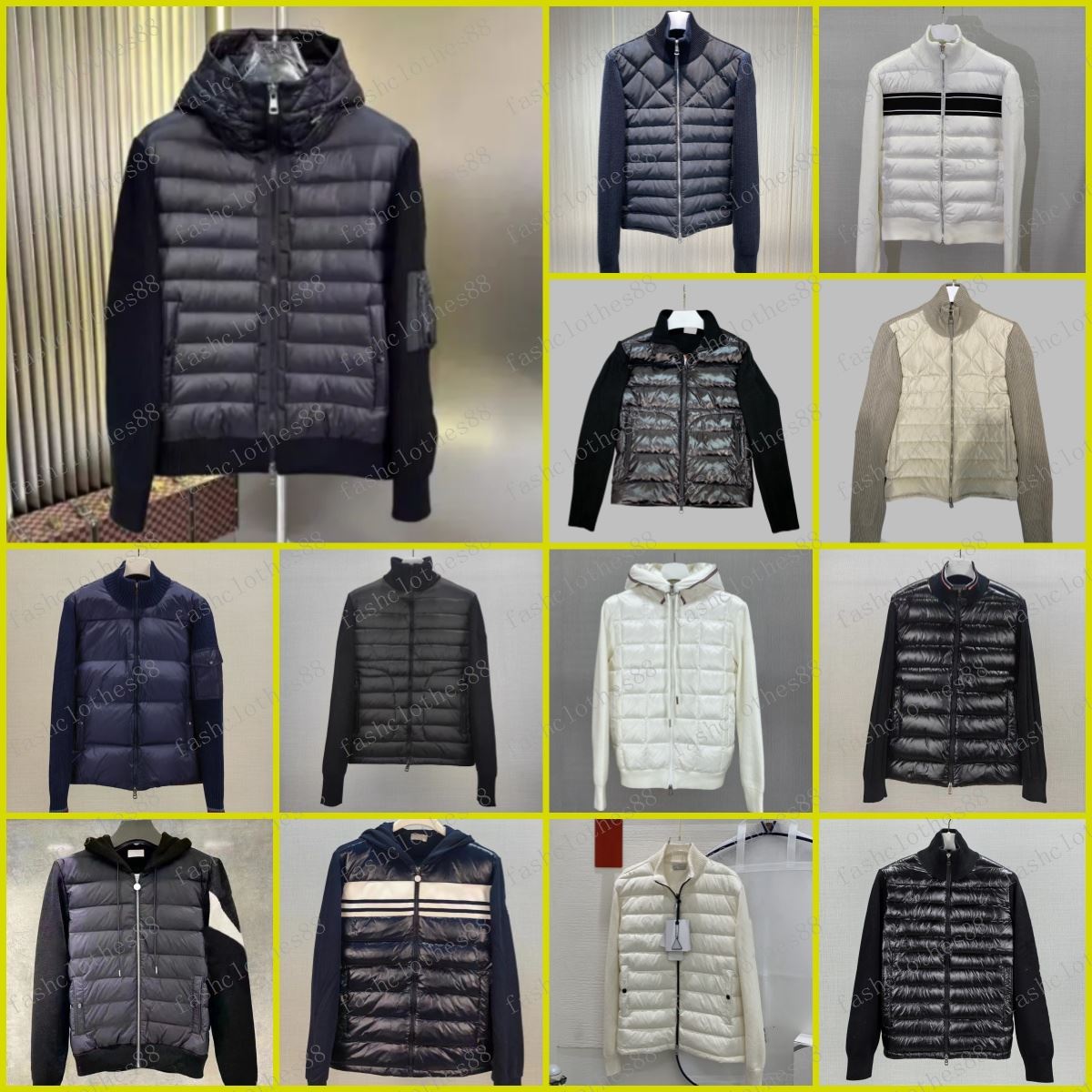 Designer Mens Down Parkas Mens Embroidered Badge Stand Collar Knitted Splice Sweater Lightweight Women Down Jacket Sweater Puffer Jacket Fluffy Coat Sweater