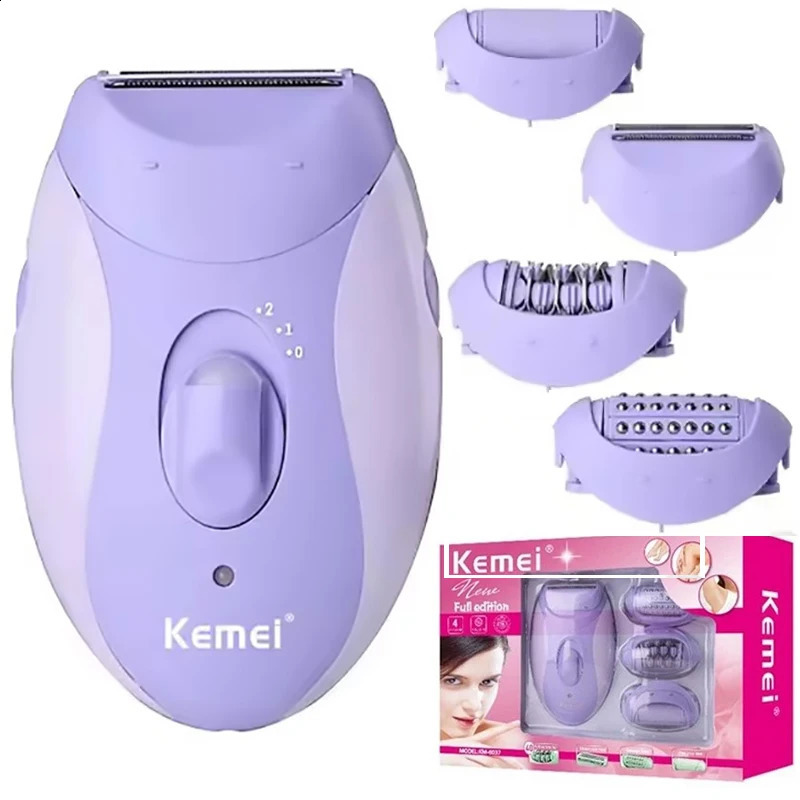 Kemei 4in1 Women Epilator Electric Shaver Body Hair Removal Lady Leg Bikini Trimmer Remover Underarms Rechargeable 250813