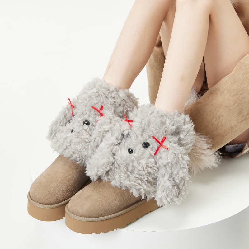 1 pair of cute women's socks. Sleep socks for autumn and winter Warm and plush thick home knee pads Plush foot covers Cartoon puppy leg covers Fu