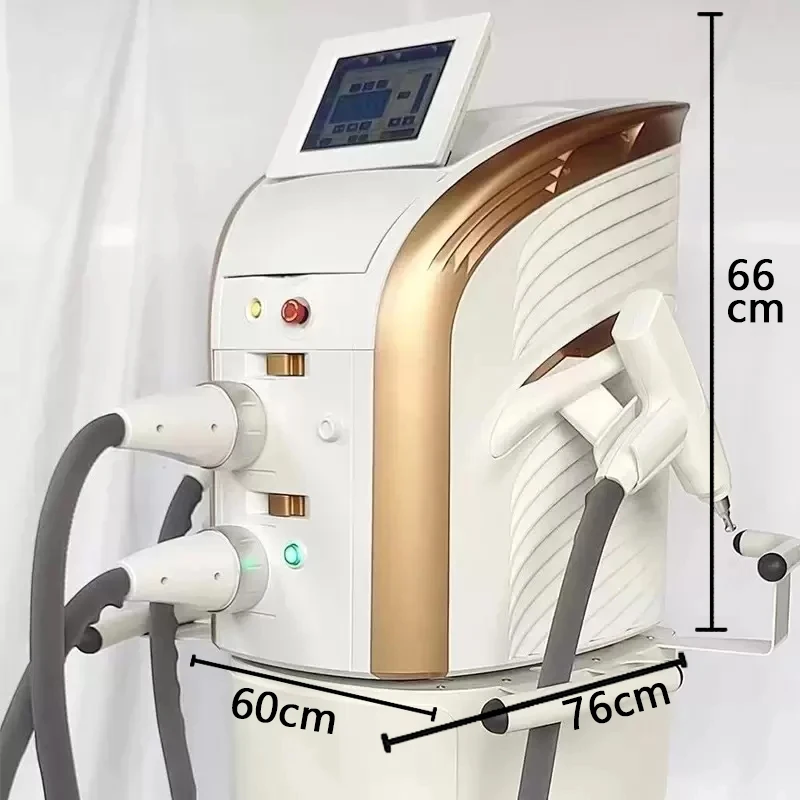 OPT Multi-functional Golden Appearance High-efficiency 2-in-1 ND YAG Laser Facial Wrinkle Lifting Skin Multi-mode Safety Cosmetic Instrument 1/2 Handl