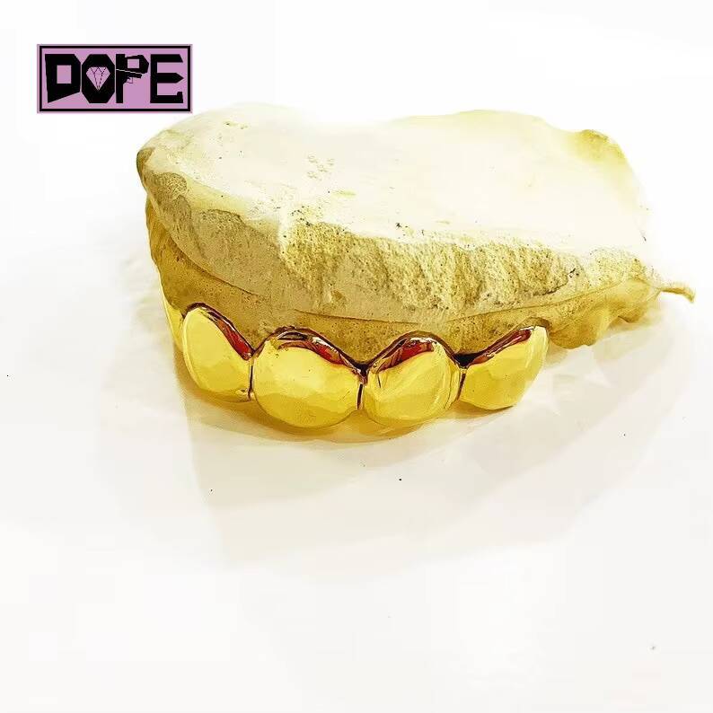 Fine Jewelry Hip Hop Custom Grillz 14k Gold Plating Plain Solid 925 Sterling Silver Teeth Grillz