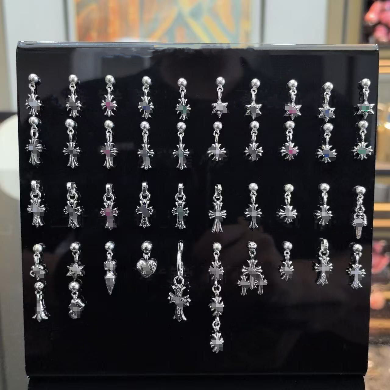 High quality Vintage chromers Cross Ear stud Earrins Designer S925 Thai Silver Hoop Earrings For Woman Pendientes Cross Heart Star Eardrop Original Earring Jewelry