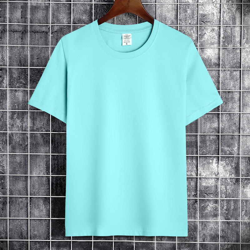 200g Combed Cotton Short Sleeve T-Shirt Summer Mens Loose Simple Round Neck Solid Color Base Shirt Women 220408