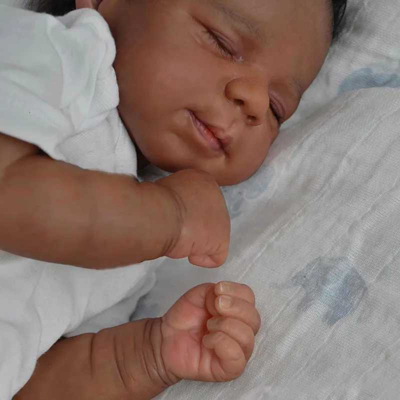 18inch Reborn Newborn Baby Doll Sleeping Baby Pascale with Dark Skin African American Black Doll Reborn Baby Dolls W250818