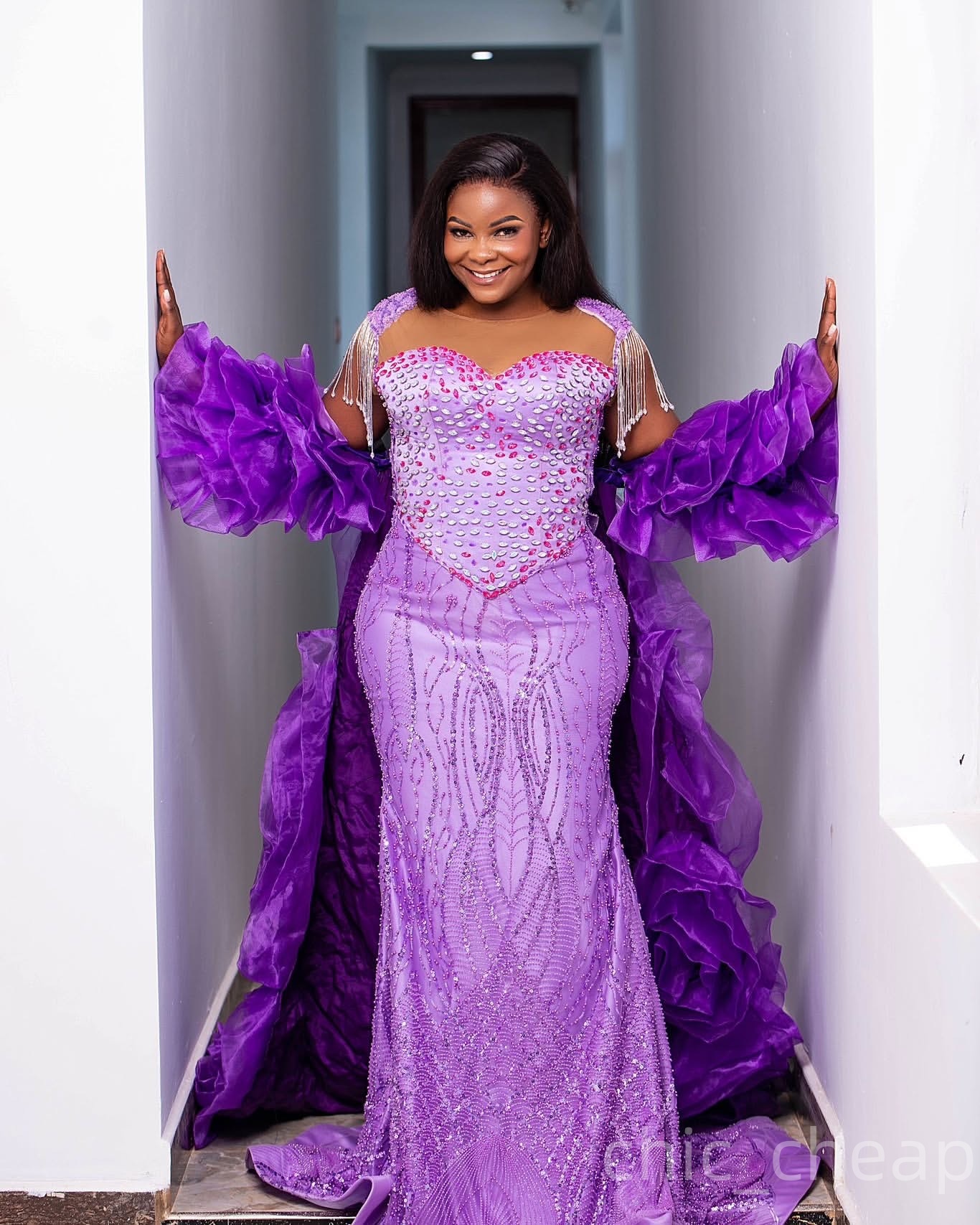 Mermaid Lavender Prom Dresses 2025 Crystals Sequined With A Wrap Evening Formal Party Second Birthday Engagement Gowns Plus Size Dress For Special Occ