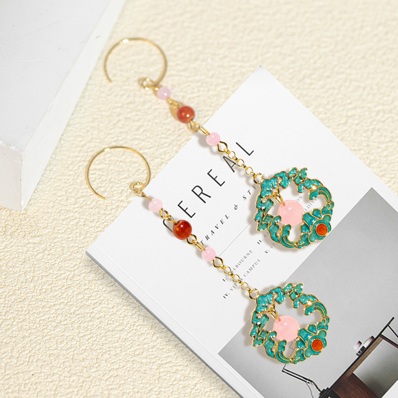 2025 Neo Chinese Wave Filigree Flower Drop Earrings Vintage Luxury Long Dangles for Women Wholesale Premium Oriental Jewelry