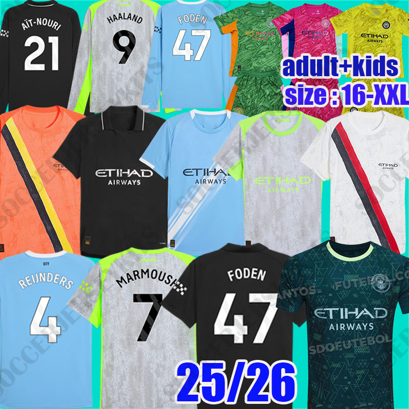 man city 25 26 HAALAND MARMOUSH SOCCER JERSEY GREALISH MAN CITIES ALVAREZ player DE BRUYNE FODEN football tops shirt men kids kit DOKU Mancheste rs city jerseys 2025