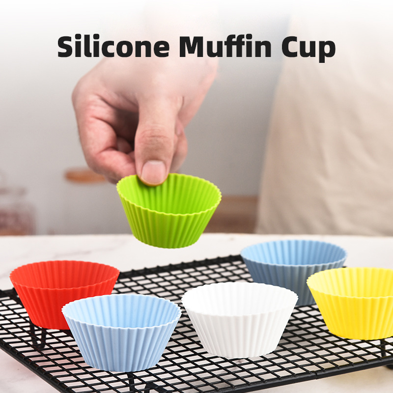 Silicone Cake Cup Mold - Heat Resistant Round Muffin Cake Tin for Mini Cakes & Pudding 7cm DIY Baking Tools
