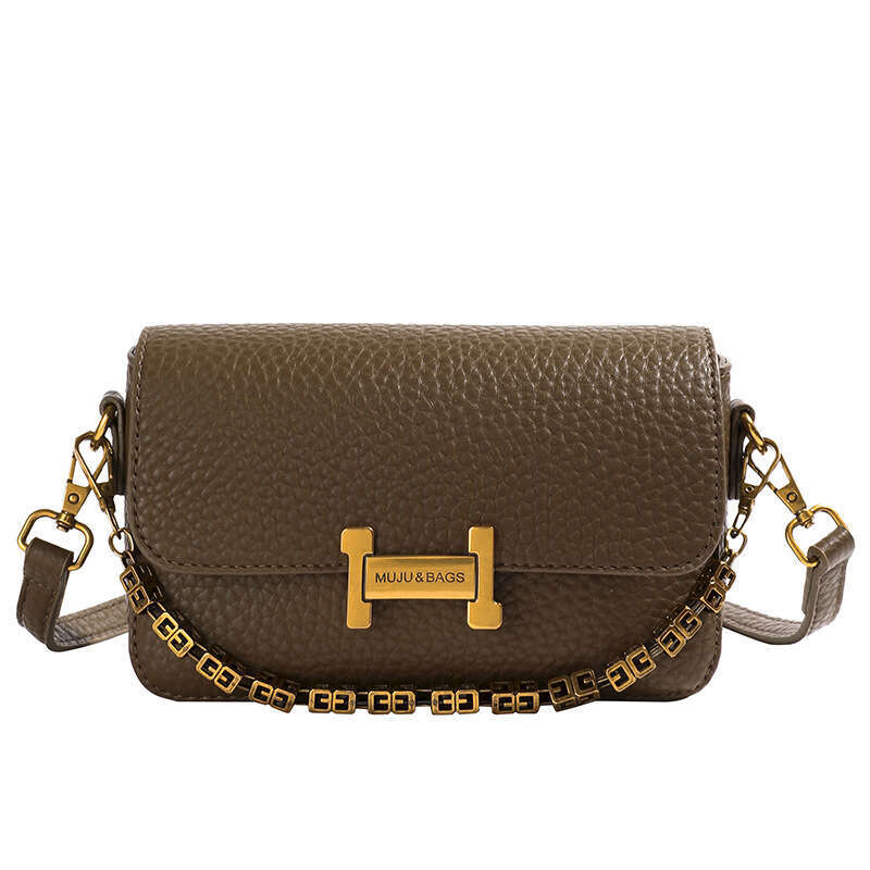 2025 New Women's Chain Large Capacity Designer Bags High-end Lychee Pattern Simple Crossbody Small Square Bag Personality