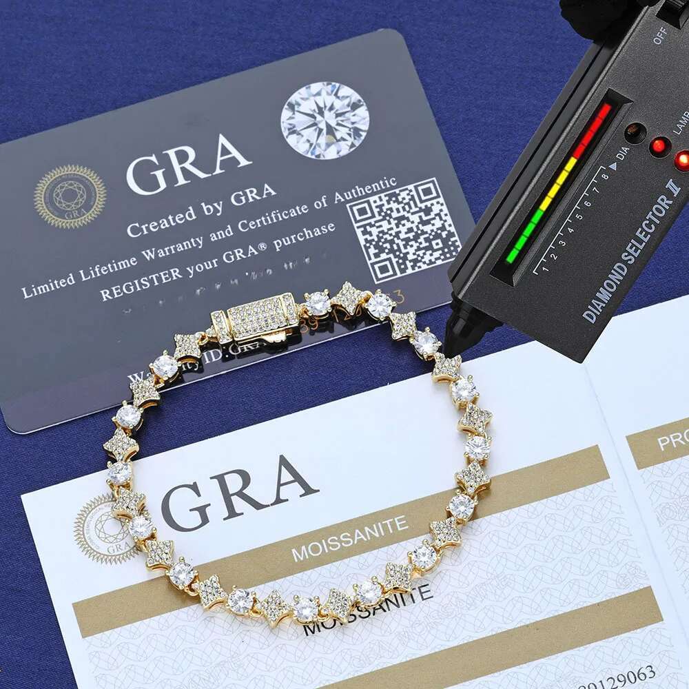 Fine Jewelry D Color VVS1 Round Cut Dia Moissanite Chain Gifts Sterling Sier Star Tennis necklace for Men Women