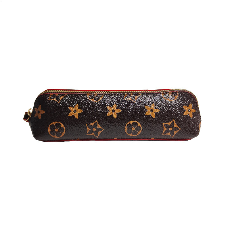 Simple Printed Pattern Brown Classic Vintage Leather Pencil Case Large Capacity Pencil Bag Bun Style 250818